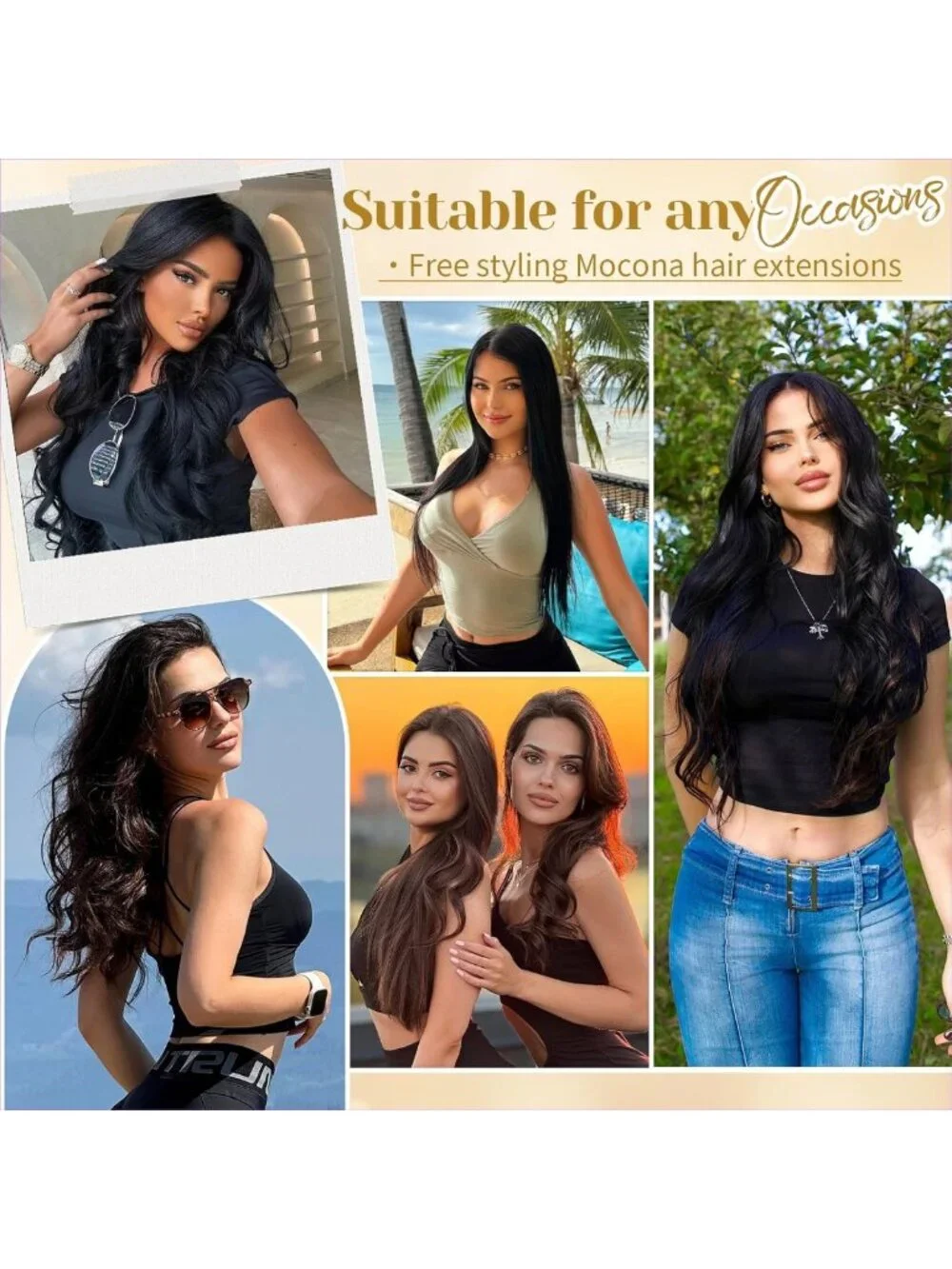 16 Inch Clip-In Real Human Hair Extensions - Soft Remy, Natural Black, 7pcs